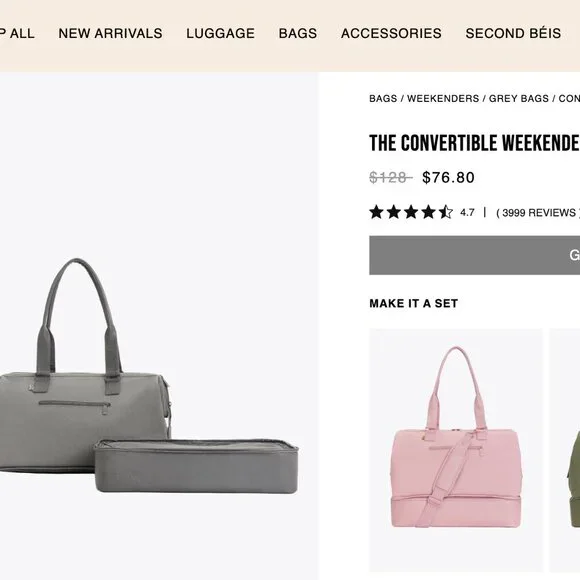 BEIS Weekender Bag (Grey) - Picture 13 of 14